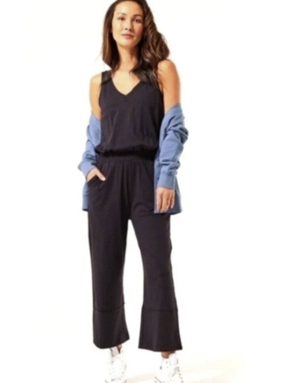 Pact Women's Black V-Neck Sleeveless Jumpsuit S